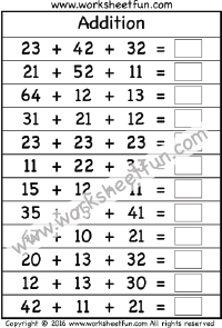Addition - No Regrouping / FREE Printable Worksheets - Worksheetfun