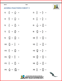 Adding Fractions Worksheets