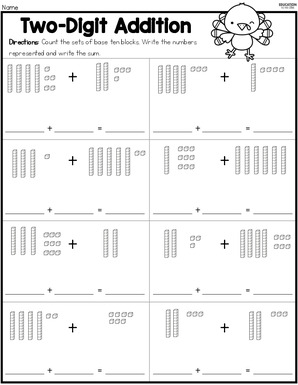 Second November Packet - Two-Digit Addition with Base Ten Blocks ...
