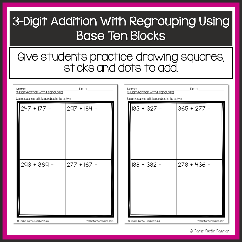 3-Digit Addition with Regrouping Using Base Ten Blocks | Made By ...