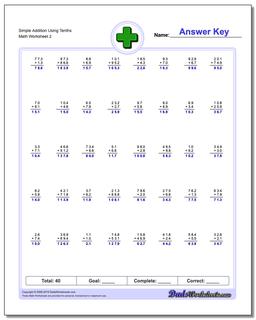 Addition Worksheets: Addition with Decimals