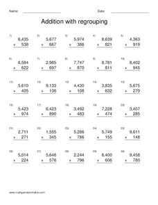 Addition With Regrouping Worksheet for 3rd Grade | Lesson Planet