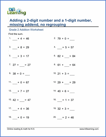 Grade 2 Addition Worksheets - free &  printable | Worsheets library