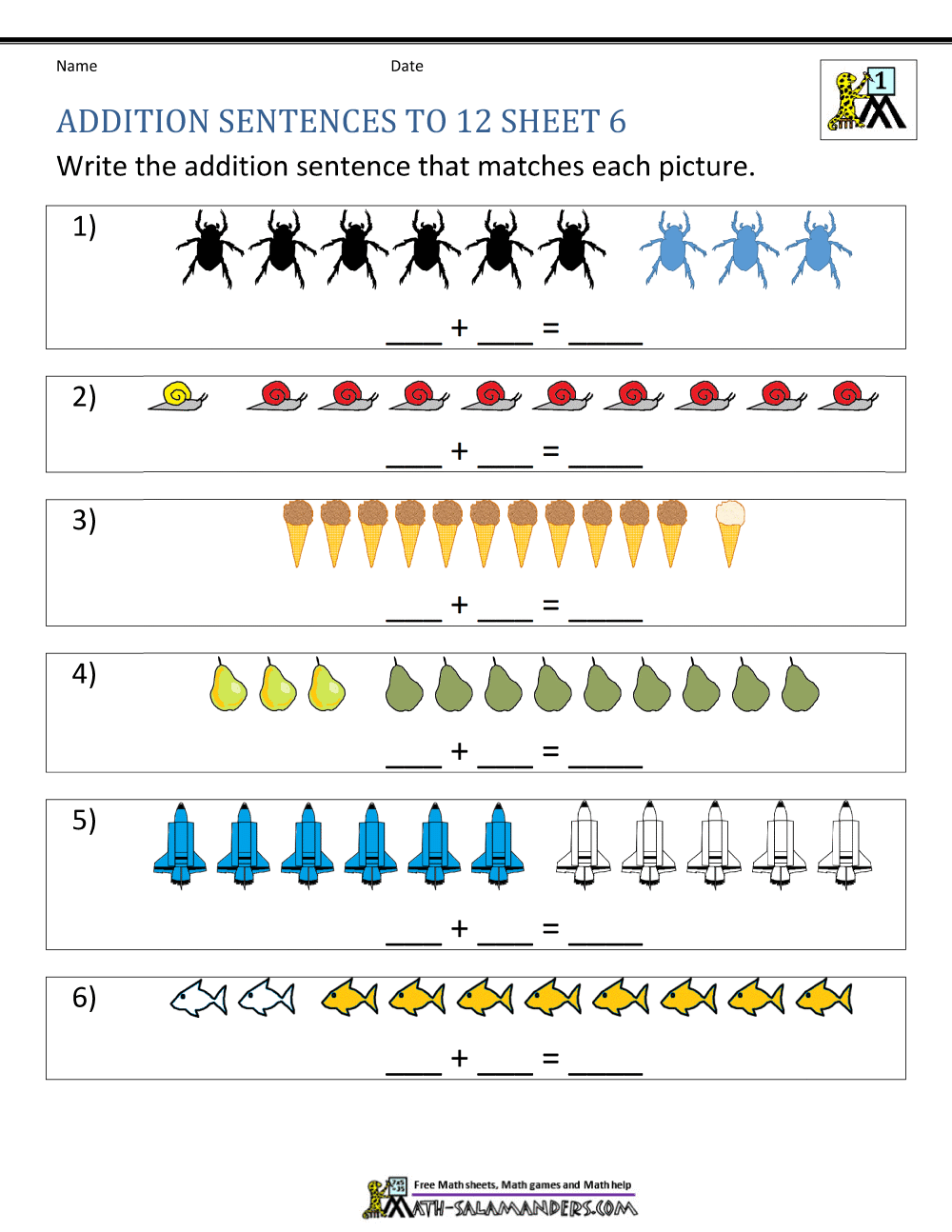First Grade Addition Worksheets