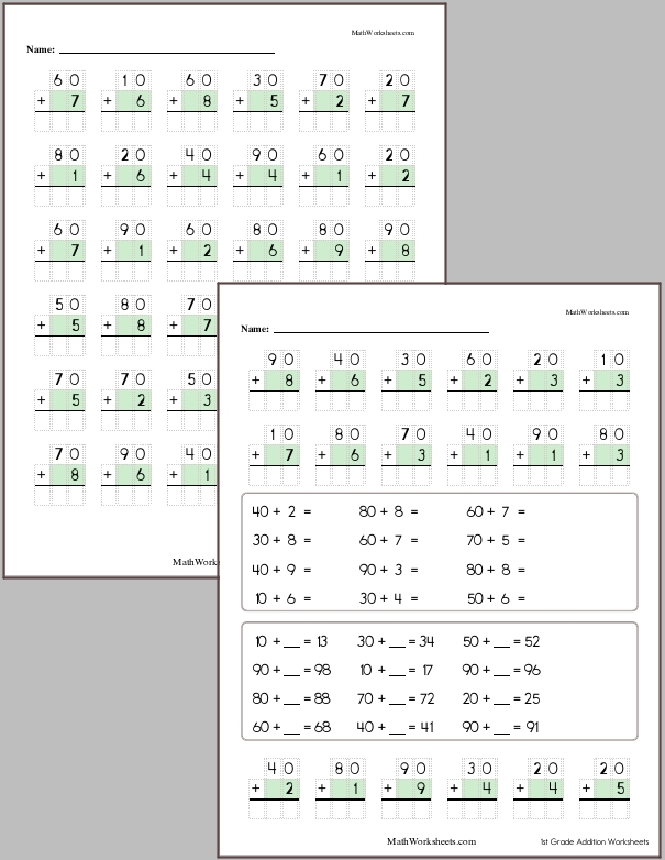 adding worksheet for first graders