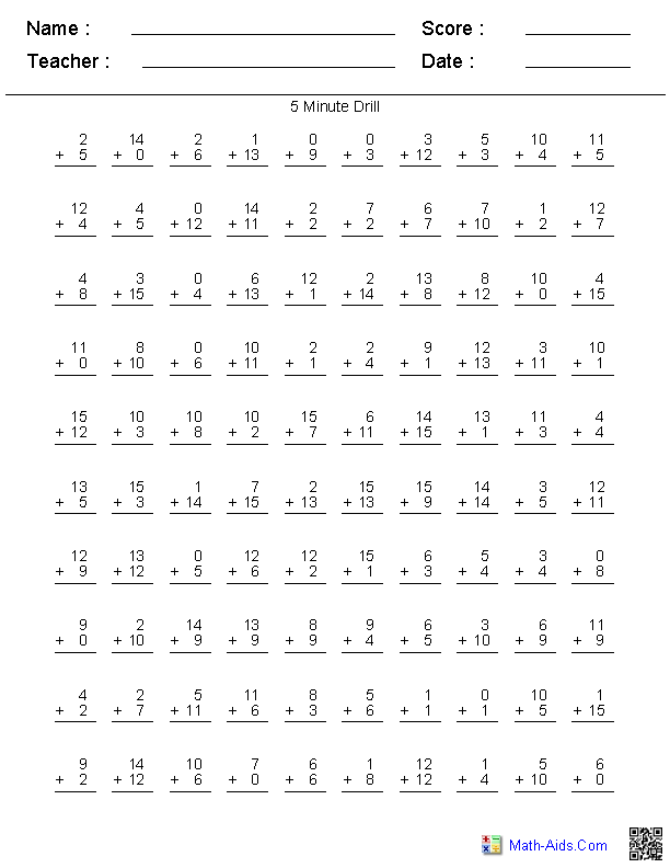 Addition Worksheets | Dynamically Created Addition Worksheets