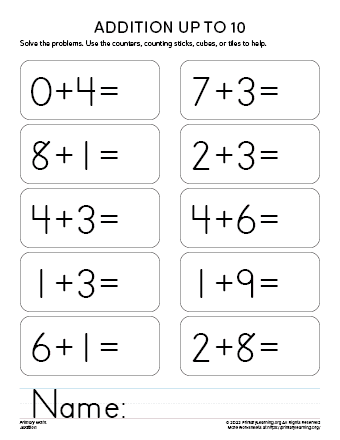 Single-Digit Addition Worksheet 5  