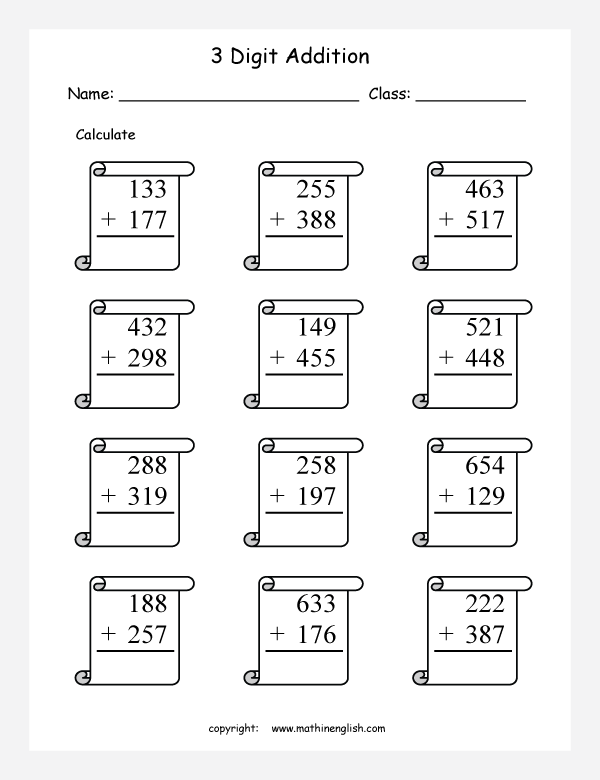 Printable primary math worksheet for math grades 1 to 6 based on ...