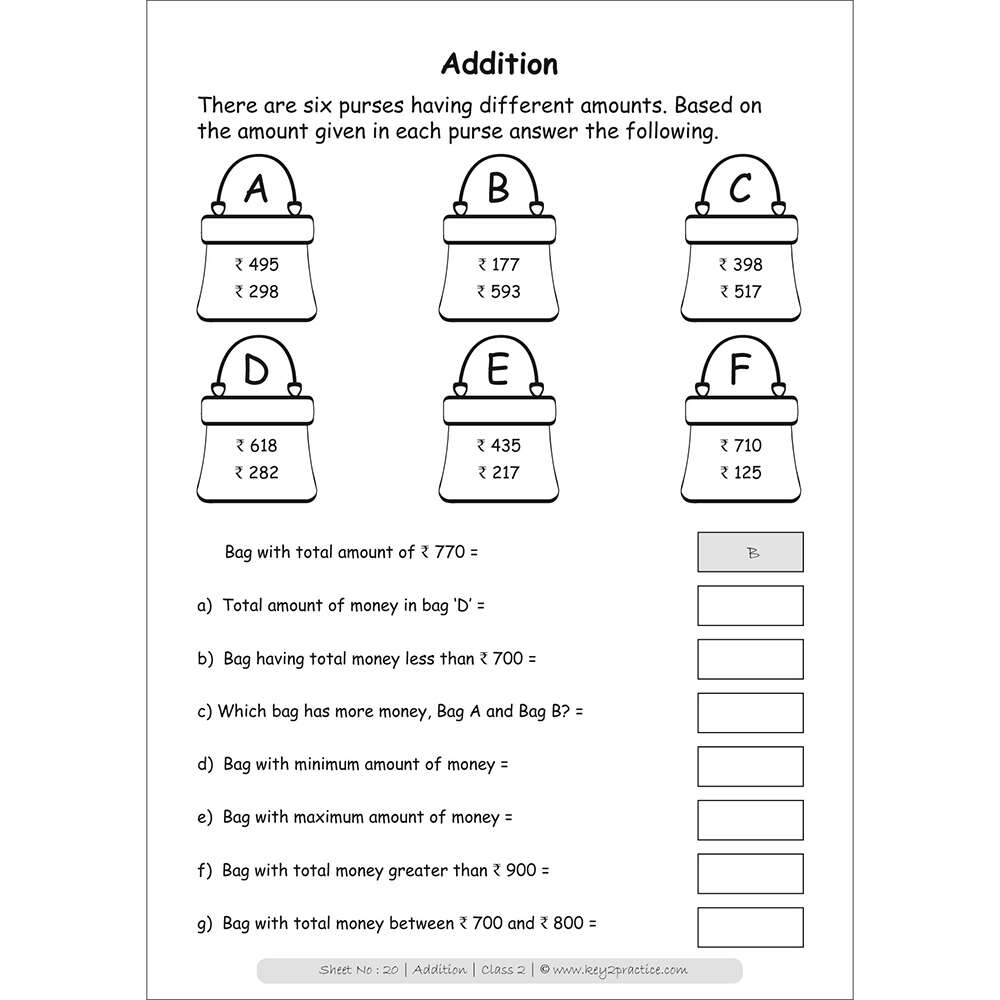 addition activity worksheet for