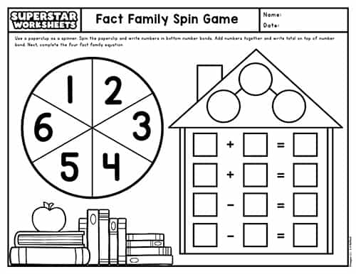 addition and subtraction fact family worksheet