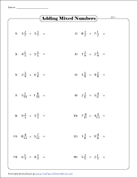 addition and subtraction mixed number worksheet