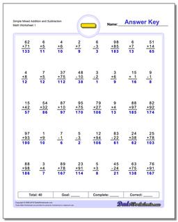 addition and subtraction mixed worksheet for grade 1