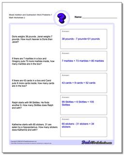 addition and subtraction mixed worksheet for grade 1
