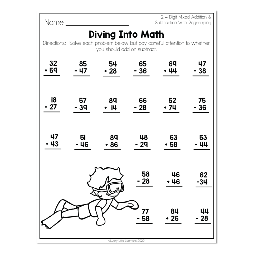 addition and subtraction mixed worksheet