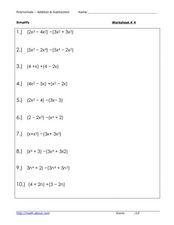 addition and subtraction of polynomials worksheet