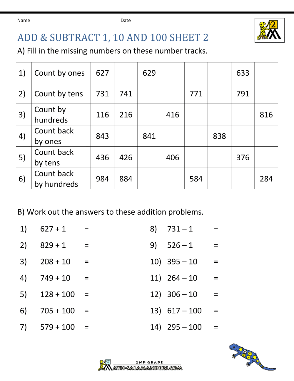 addition and subtraction printable worksheet