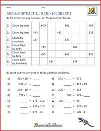 addition and subtraction quiz worksheet