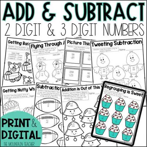 addition and subtraction with regrouping worksheet 3rd grade