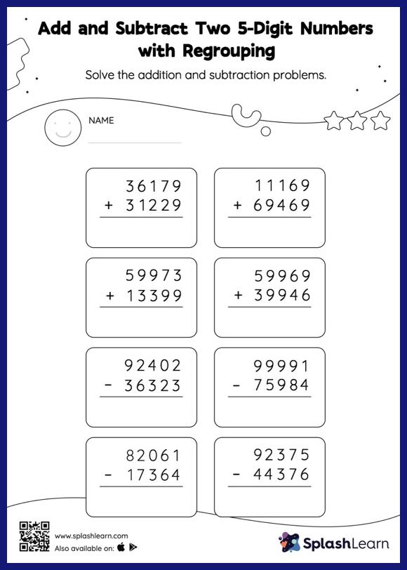 addition and subtraction with regrouping worksheet