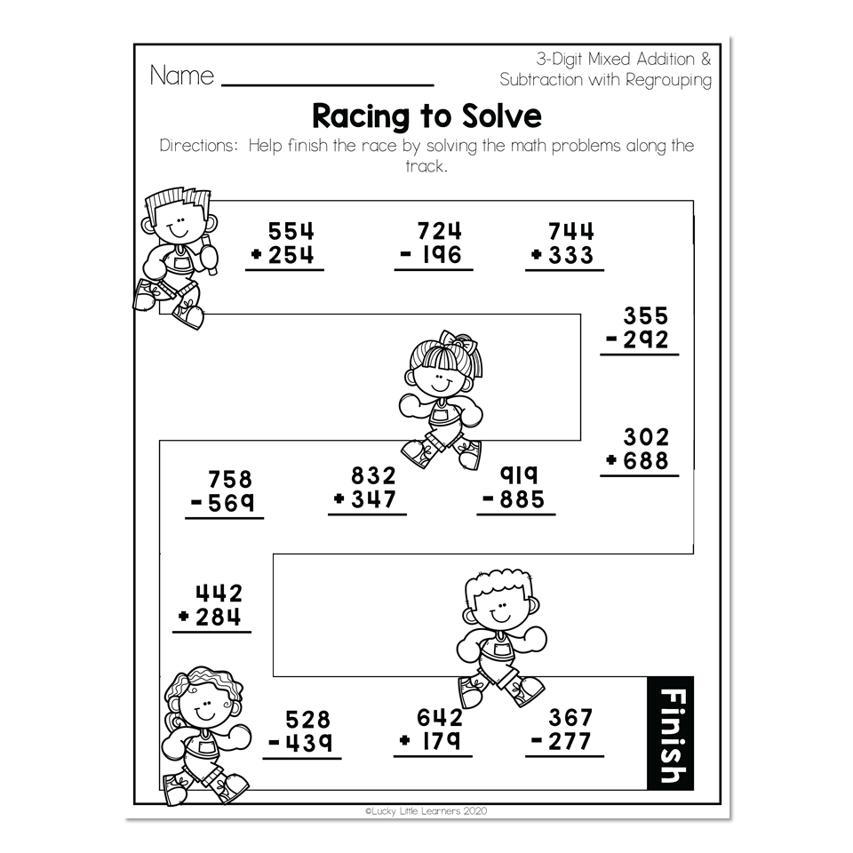 2nd Grade Math Worksheets 3Digit Mixed Addition and Subtraction