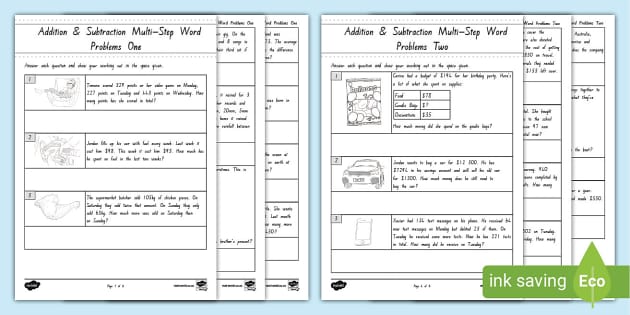 Addition &  Subtraction Word Problems (Stage 7-8)