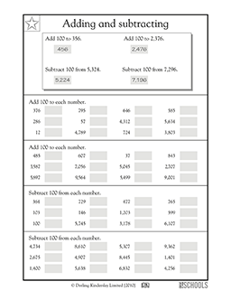 addition and subtraction worksheet 100 problems
