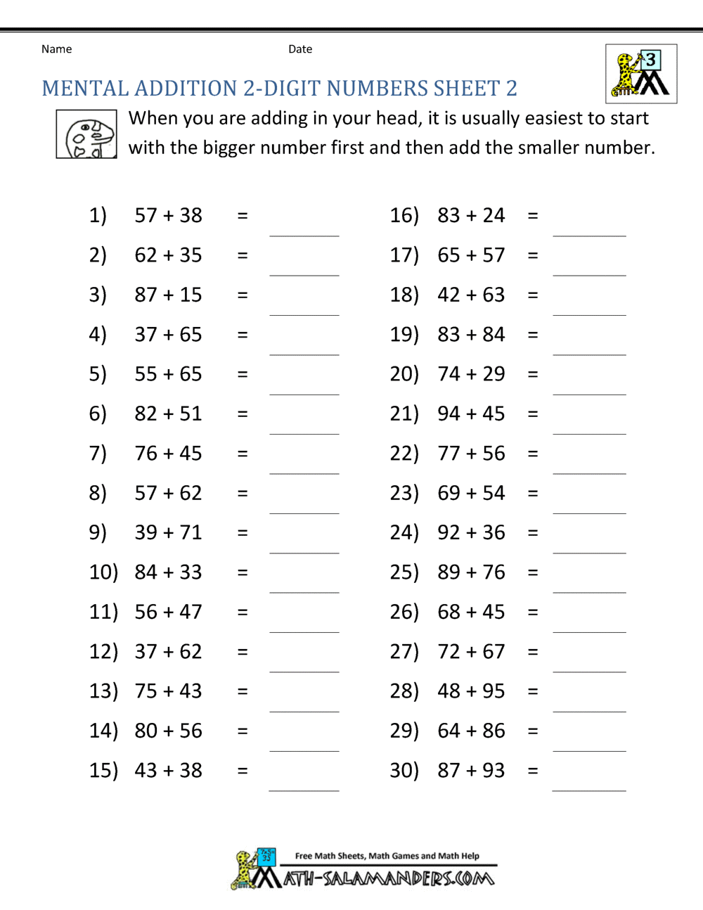 addition and subtraction worksheet 3rd grade