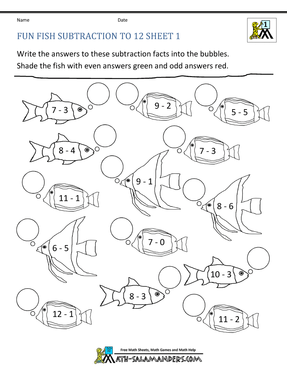 addition and subtraction worksheet for first grade free