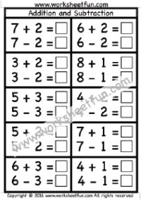 Addition/Subtraction / FREE Printable Worksheets - Worksheetfun