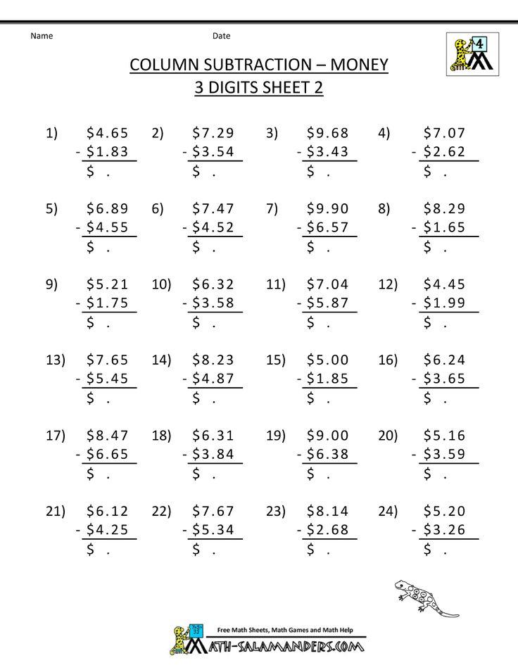 4th Grade Subtraction Worksheets | Math worksheets, 4th grade math ...