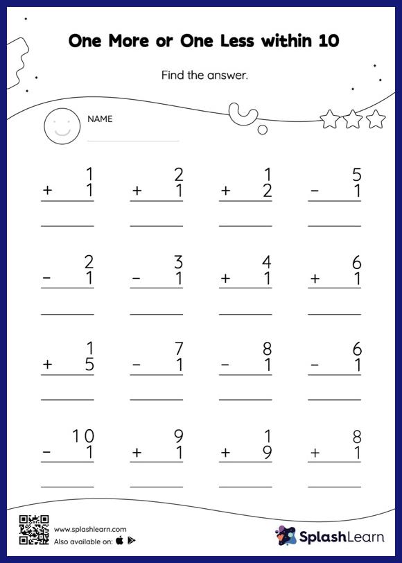 addition and subtraction worksheet up to 10