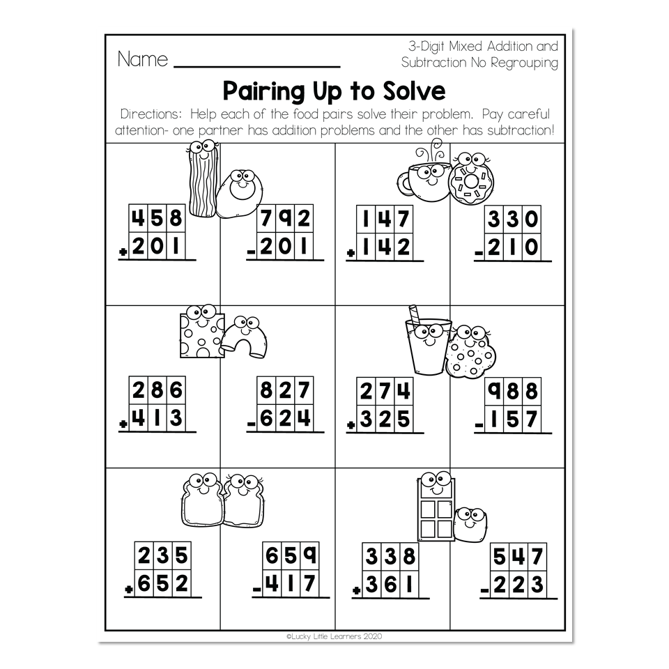 2nd Grade Math Worksheets - 3-Digit Mixed Addition and Subtraction ...