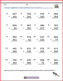 addition and subtraction worksheet with regrouping for 2nd grade