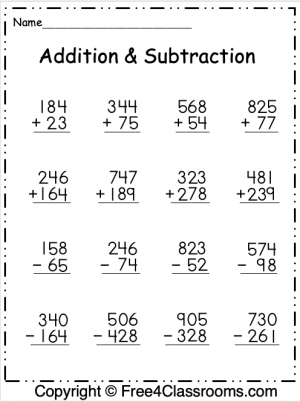 Addition/Subtraction Mixed Archives FREE and No Login ...