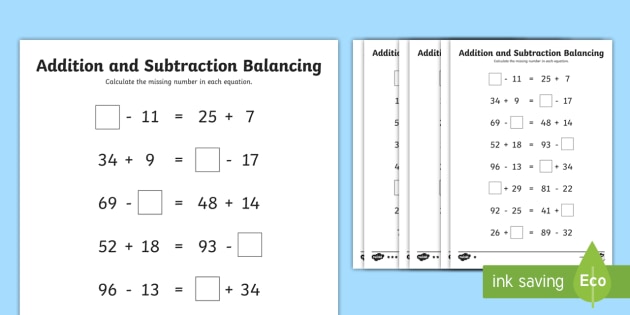 LKS2 Addition and Subtraction Balancing Problems Differentiated ...
