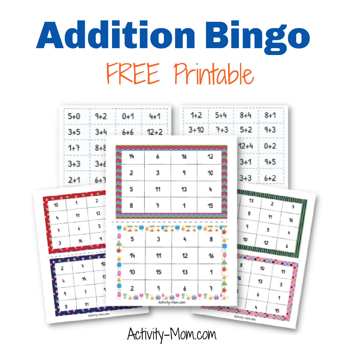 addition bingo worksheet