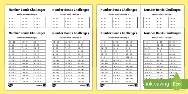 Number Bonds Challenge Worksheets | Maths Resources | Twinkl