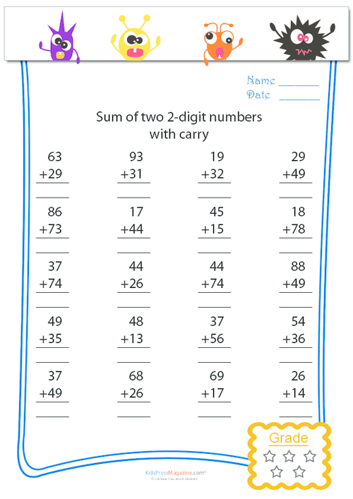 Double Digit With Carry Worksheet - KidsPressMagazine.com