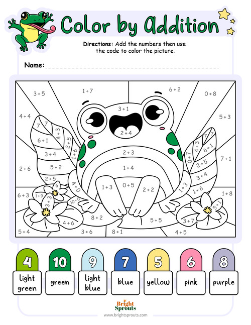 addition color by number worksheet free