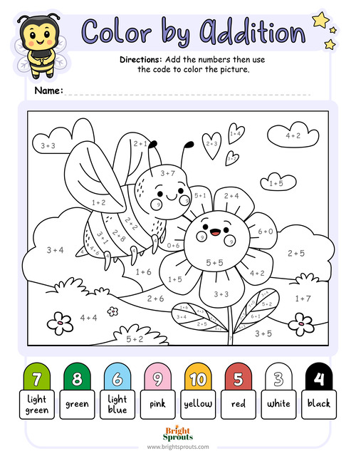 Addition Color by Number Worksheets - Free Printable