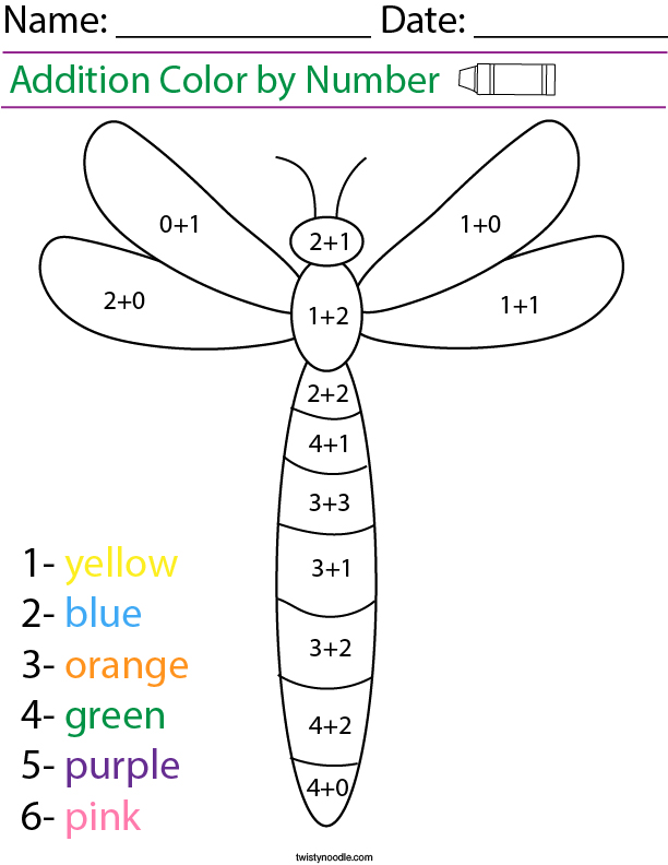 addition color worksheet