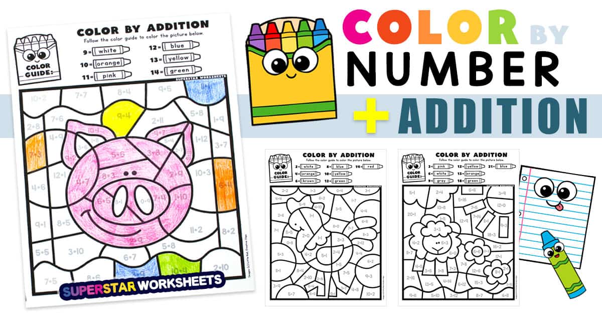 Addition Coloring (D) | PDF printable Addition Worksheets