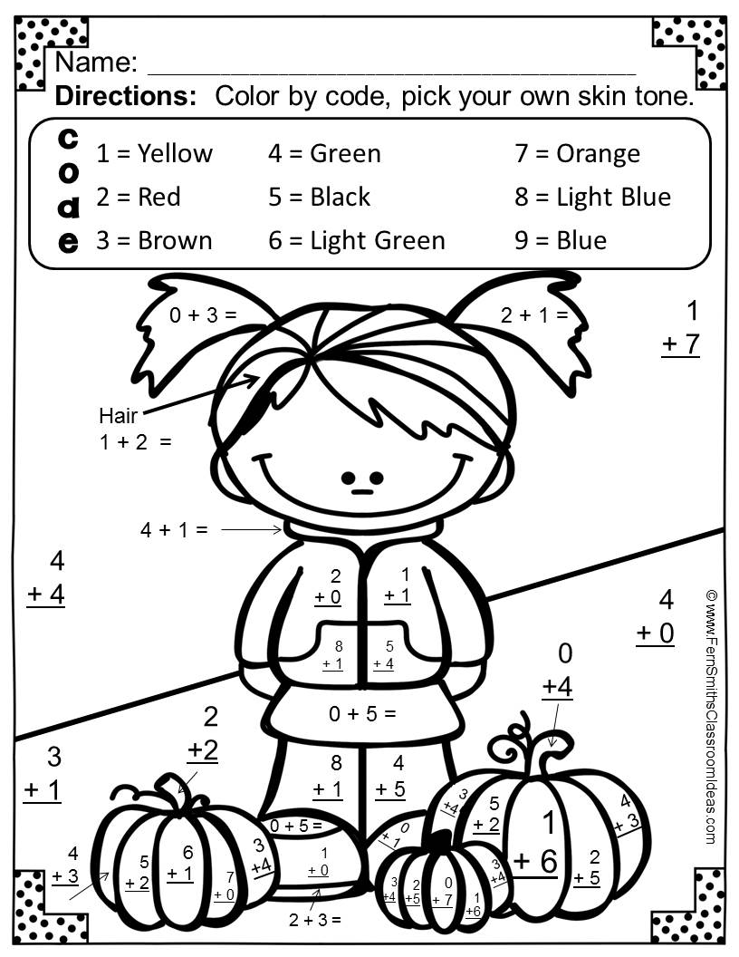 addition coloring worksheet free
