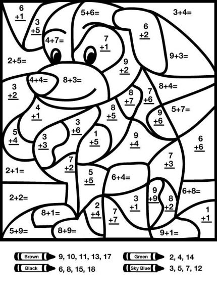 addition coloring worksheet kindergarten
