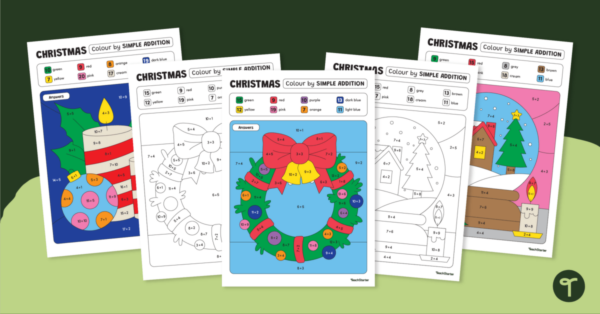 addition colour by number worksheet free