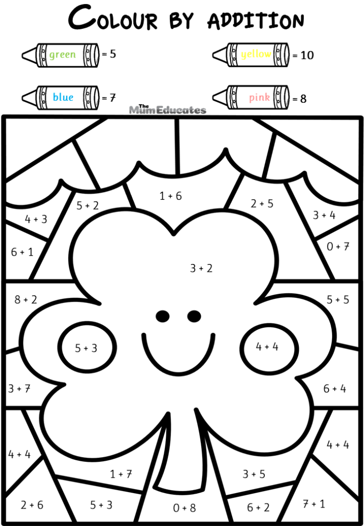addition colour by number worksheet