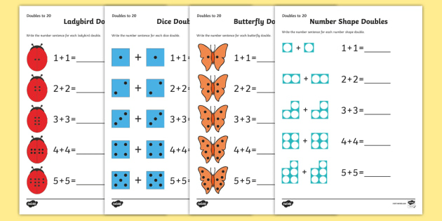 Doubles to 20 Worksheets - Maths Resource (teacher made)