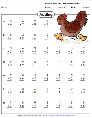 addition drill worksheet 2nd