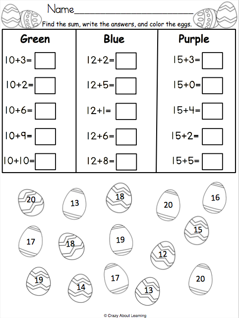 Free Easter Addition Worksheet | Made By Teachers