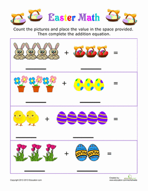 Easter Picture Addition | Interactive Worksheet 